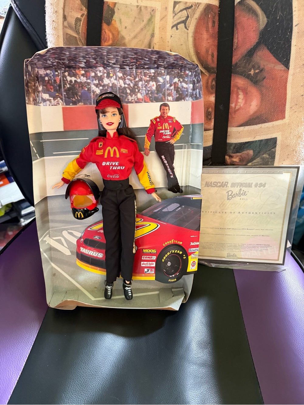 Barbie McDonald's Red & Black NASCAR Drive Thru Doll with Helmet